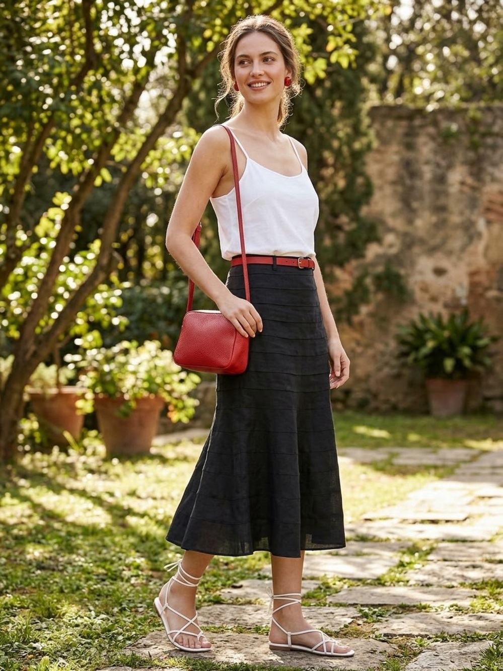 Soft Surroundings 100% Linen  Black Maxi Skirt Size 8